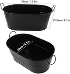 3 PCS 15.3 x 9 x 6 inches Black Metal Galvanized Tub with Handles, 3 Gallon Galvanized Beverage Tubs for Parties, Large Metal Drink Ice Buckets for Beer, Wine, Cocktails & Outdoor Events