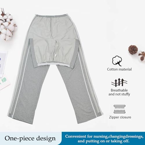 Unisex Side Zipper Bedridden Patient Clothing,Patient Pants,Tear Away Pants,Soft Cotton Material