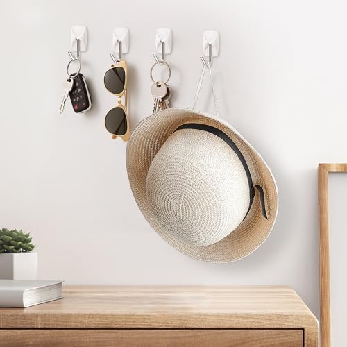 Sinfuo Wire Hooks for Wall Small 32 Hooks, Heavy Duty Wall Hooks with 36 Strips, Damage Free Adhesive Hooks for Key Holder, Coat, Door, Shower Hanging