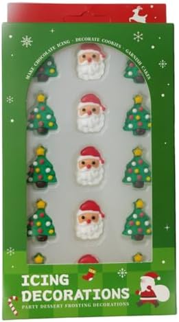 Christmas Sprinkles Icing Decoration for Cupcake Decorating, Christmas Tree Cake Decoration, Edible Santa Claus Cake Cupcake Topper for Baking Cookie Ice Cream Candy Decoration