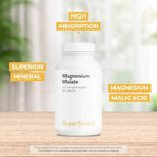 SuperSmart - Magnesium Malate 2400mg per Day (Highly Bioavailable) - Superior Mineral - Magnesium Malic Acid Supplement | Non-GMO & Gluten Free - 120 Tablets