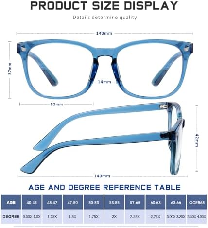 Reading Glasses for Women Men - Blue Light Blocking UV Filter Computer Readers,Anti Eyestrain Eyeglasses