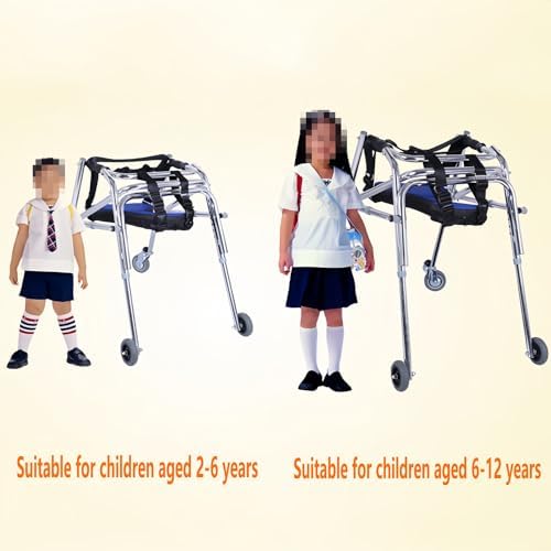 Folding Walker for Kids with Wheels, Aluminum Alloy Height Adjustable Height, Lightweight Posterior Rollator Walker for Disabled Injured Rehabilitation Training (S-H19-H25.3)