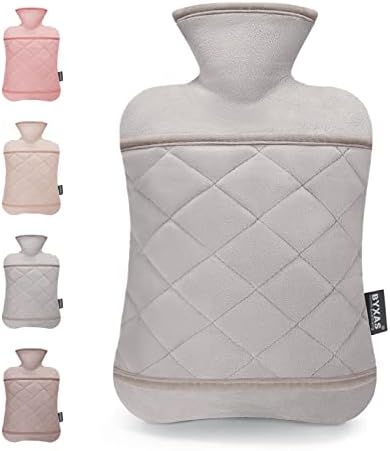 Hot Water Bottle with Hand Pocket Cover–2.0L BPA Free PVC Water Bag, Odorless Superior Material, Grey