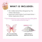 50 Pink (2 Sizes) Edible Butterflies with Edible Glitter Kit - Wafer Paper Butterflies - Butterfly Cupcake Toppers - Butterfly Cake Toppers - With Edible Glitter (50 Butterflies Pink (2 Sizes), Pink)