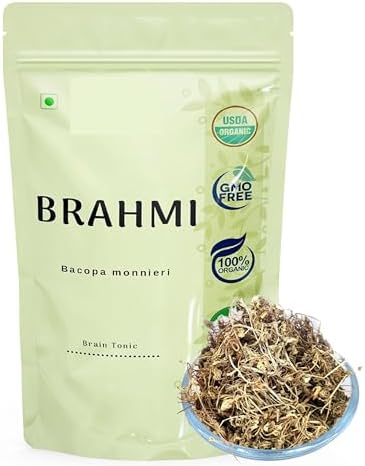 Organic Dried Brahmi Leaves - Bacopa monnieri - 1.76Ounce / 50Grms - Brahmi Leaf