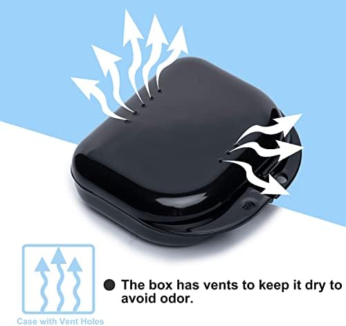 Retainer Case with Vent Holes, 6 Pcs Denture Case, Tight Snap Lock Orthodontic Mouth Guard Case， Black, White, Yellow, Light Purple, Pink and Blue, Easy to Use