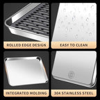 Stainless Steel Drain Tray, Cup & Dish Drying Rack, Drain Board 2 Tier Non Slip Serving Tray with Drainboard Perfect for Sink, Coffee Table, Outdoor (12.5 x 9.8 x 0.98 in)