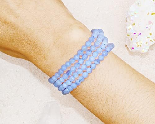 Blue Lace Agate Crystal Bracelet 4mm bead Gemstone bracelet healing Reiki Spiritual Stackable beaded bracelet gift for her