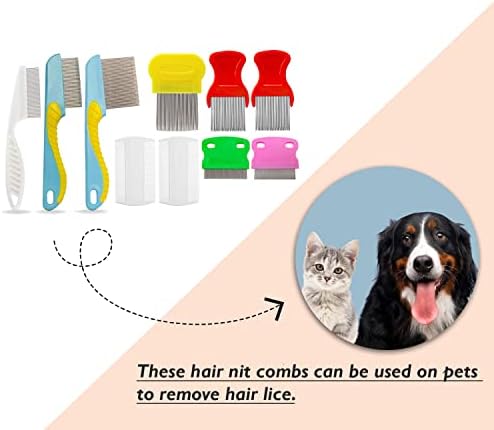 10 Pcs Lice Combs, Steel Teeth Double Sided Fine Tooth Hair Flea Comb, Removal Dandruff Louse Nit Grooming Tool for Head Treatment Pets Kids Adults