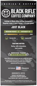 Black Rifle Coffee Company 30ct Just Black Espresso Capsules – Medium Roast, Nutty, Milk Chocolate & Vanilla, OriginalLine Compatible