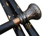 Vintage Antique Designer Walking Cane | Stylish Luxury Victorian Wooden Stick | Brass Knob Handle | Gifts for Men and Women