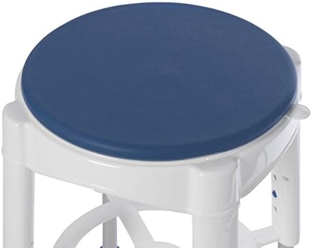 Drive Medical Bath Stool With Padded Rotating Seat, White with Blue Seat