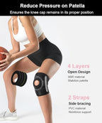 Knee Braces for Knee Pain Women Men, Patellar Tendon Support Strap, Knee Brace for Meniscus Tear Compression Sleeve for Knee Pain (Black)