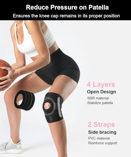 Knee Braces for Knee Pain Women Men, Patellar Tendon Support Strap, Knee Brace for Meniscus Tear Compression Sleeve for Knee Pain (Gray)