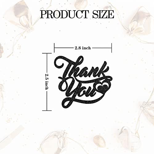 INNORU Thank You Cupcake Toppers, Wedding Bridal Shower Cake Toppers, Engagement, Baby Shower, Thanksgiving Day Party Decorations Supplies, Pack of 24 Black Glitter