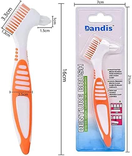 3 Pack Denture Cleaning Brush Set Hard Denture Toothbrush Portable Denture Toothbrush Cleaning Brush Double Sided Denture Brush for Denture Care