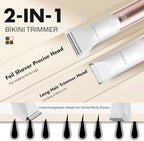 PRITECH Bikini Trimmer for Women, 2-in-1 Rechargeable Electric Razors for Women, Waterproof Bikini Shaver for Pubic Hair, Legs, Arms, Underarms, Electric Trimmer with Ceramic Blades, Travel Lock
