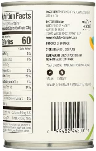 365 by Whole Foods Market, Whole Hearts Of Palm, 14.1 Ounce