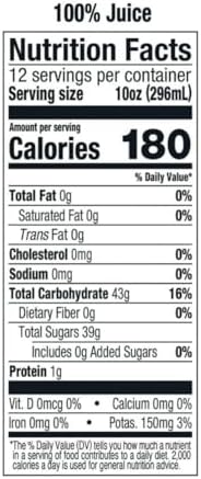 100% Pure Apple Juice, 12-Pack, 10 fl oz Bottles, U.S. Grown Fresh Apples, No Preservatives, Fat-Free, Cholesterol-Free, Kosher, No Sweeteners, 120 fl oz Total