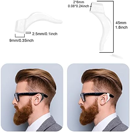 20 Pairs Eye Glasses Ear Grippers, Anti-Slip Glass Ear Hook Comfort Silicone Eyeglasses Ear Cushion for Behind the Ear for Glasses Sunglasses Reading Glasses Retainers for Kids Adults(Black +Clear)