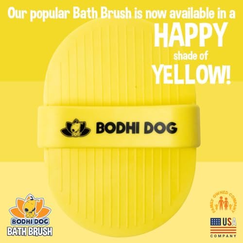 Bodhi Dog Shampoo Brush - Pet Grooming & Bath Supplies for Dogs and Cats - Bath Brush for Long & Short Hair - Premium Scrubber for Shower, Bathing & Massage (One Pack, Yellow)