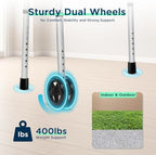 Dual Wheel Bariatric Walker for Seniors – Width & Height Adjustable Narrow Standard Walker, Lightweight Heavy Duty Folding Walker for Elderly & Disabled