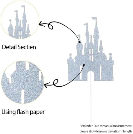 1 PCS Silver Castle Cake Topper Glitter Princess Cake Pick Castle Theme Birthday Party Decorations for Princess Happy Birthday Baby Shower Party Cake Decorations Supplies