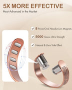 Feraco Copper Bracelet for Men, 5X Ultra Strength Magnetic Cuff Bangle with 5000 Gauss Neodymium Magnets, 99.99% Pure Copper Jewelry Gift, Adjustable