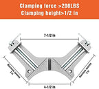 PONY 2-Piece 90 Degree Corner Clamp Set, Featured with 3’’ Maximum Opening, 200 lbs Clamping Force & 1/2’’ Clamping Height, Aluminum Alloy Body, Adjustable Right Angle Clamps for Multiple Projects