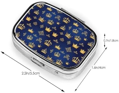 Purse Pill Container Slim Vitamin Organizer Credit-Card Sized Women’s Daily Essential, Purple Blue Gold Royal Crown