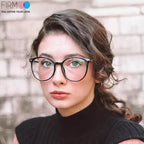 Firmoo Blue Light Blocking Glasses for Women/Men, Oversized Round Black Computer Glasses Bluelight Blocker Glasses Anti Glare Reduce Eye Strain