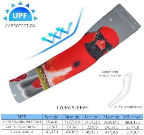 Sun Protection Cardinal Birds Arm Sleeves Breathable Cooling Compression Arm Sleeves Tattoo Cover Up X-Large