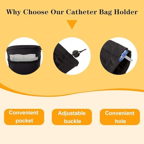 Catheter Leg Bag Holder, Catheter Sleeve Urine Leg Bag Fix Catheter Sleeves, Foley Catheter Bag Holder Leg Strap, Urinary Drainage Bag Cover for Men & Women, Patented Product, M