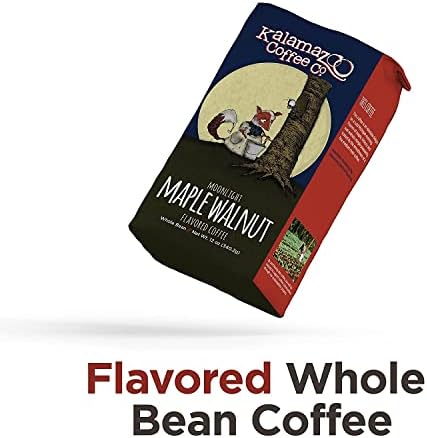 KALAMAZOO COFFEE COMPANY Maple Walnut Whole Bean Coffee - Moonlight Maple Walnut Flavored Coffee | 12oz Bag (1 Pack)