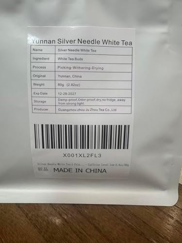 LWXLJMJZC-2.8oz/80g Silver Needle White Tea | Chinese Silver Tips Loose Leaf Tea | Yunnan Yin Zhen With Delicate Honeysuckle