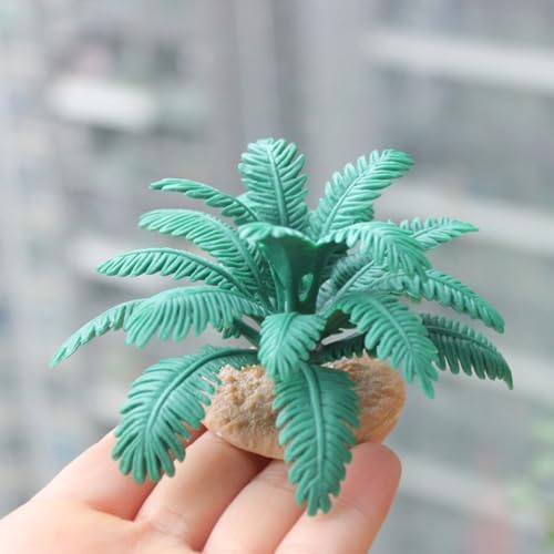 Cabilock 4Pcs Miniature Landscaping Tree Decor Lifelike Artificial Palm, Banyan & Cactus Models Small Fake Plants for Diorama, DIY Craft Scenes, Sand Table & Dollhouse Accessories