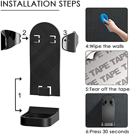 Linkidea 2 Pack Wall Mount Electric Shaver Holder, Self-adhesive Shower Organizer for Philips 7, 9 Series, Bathroom Razor Stand (Black)