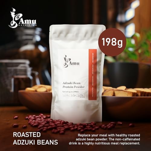 Amu Nutrition's Mongolian Roasted Adzuki Beans powder from Mongolia - 198gr - Organic, High Protein Meal Replacement for Tea and Korean Drink - Known as Himalayan Adzuki beans or Red Bean powder