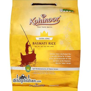 Pack of 1 - Kohinoor Extra Long Basmati Rice (Gold) - 10 lbs (10 Pounds)