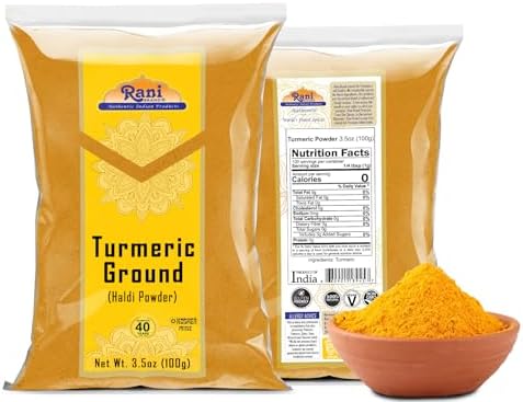 Rani Turmeric (Haldi) Root Powder Spice, (High Curcumin Content) 3.5oz (100g) ~ All Natural | 100% Pure, Salt Free | Vegan | Gluten Friendly | NON-GMO | Kosher | Indian Origin