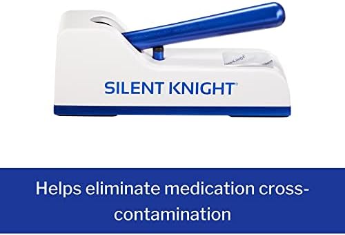 Silent Knight Pill Crusher - Hand Operated, Metal, Blue and White, 1 Count