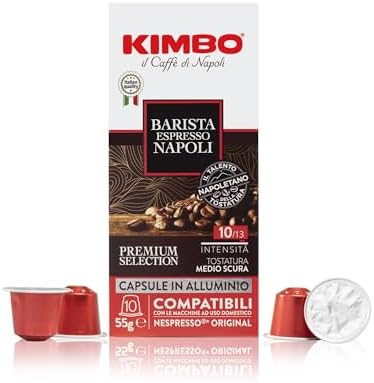KIMBO - Barista Espresso Napoli Coffee capsules Intensity 10 / Medium-Dark Roast - Box of 100 Capsules Compatible With Nespresso Original