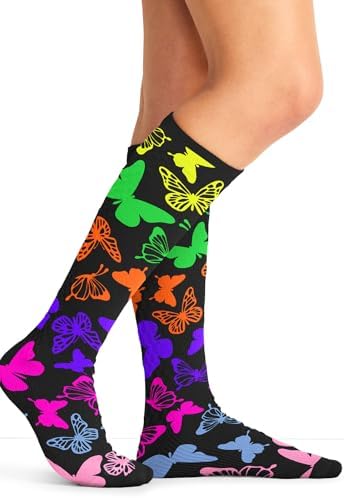 Cherokee Women's 10-15mmHg Compression Socks – Fun Print Knee Highs with Light Support, Soft Feel - PRINTSUPPORT