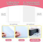 Auihiay 12 Pieces Printable Shrinky Plastic Sheets, Shrink Films Papers for Kids Easter Ornament and Mothers Day Gifts, 6 White and 6 Semitransparent, 8.3 x 11.6 inch / 21 x 29.5 cm
