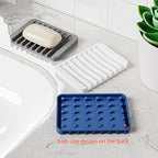 4-Pack Self Draining Soap Dish for Shower Bathroom Waterfall Silicone Soap Saver Tray Sponge Holder for Kitchen Sink Non-Slip Easy Clean (Gray)