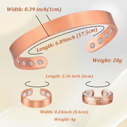 Vicmag Copper Magnetic Bracelet for Women Ultra Strength Magnetic Bracelets 99.9% Pure Copper Strong Magnets Gift Adjustable