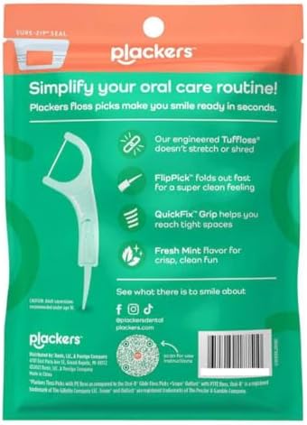 Plackers Micro Dental Flossers, Mint, (Pack of 36), 90 Count (Pack of 3), 270 count