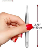 Splinter Tweezers – Professional Tweezer with Precision Point Needle Nose for Splinter, Ingrown Hair & Glass Extraction – Stainless Steel Sharp Tool for Men & Women – Silver