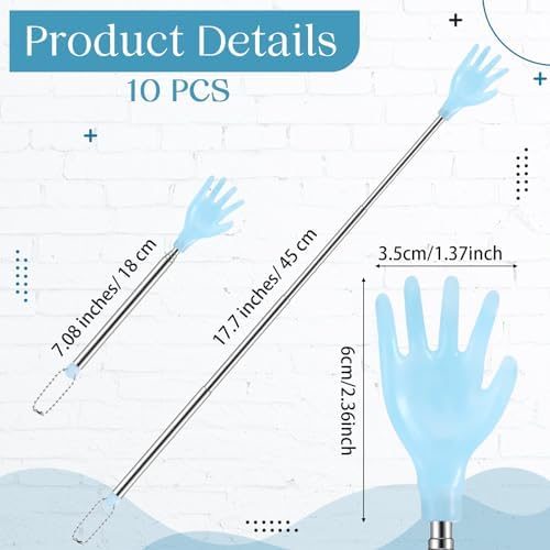 Baderke 10 Pack Extendable Back Scratcher Portable Stainless Steel Hand Shaped Massage Backscratchers for Thanksgiving Christmas Father Day Gifts